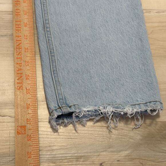 A&F Women 31 Jeans 90s Straight Ultra High Rise‎ Distress Light Blue - Picture 10 of 10